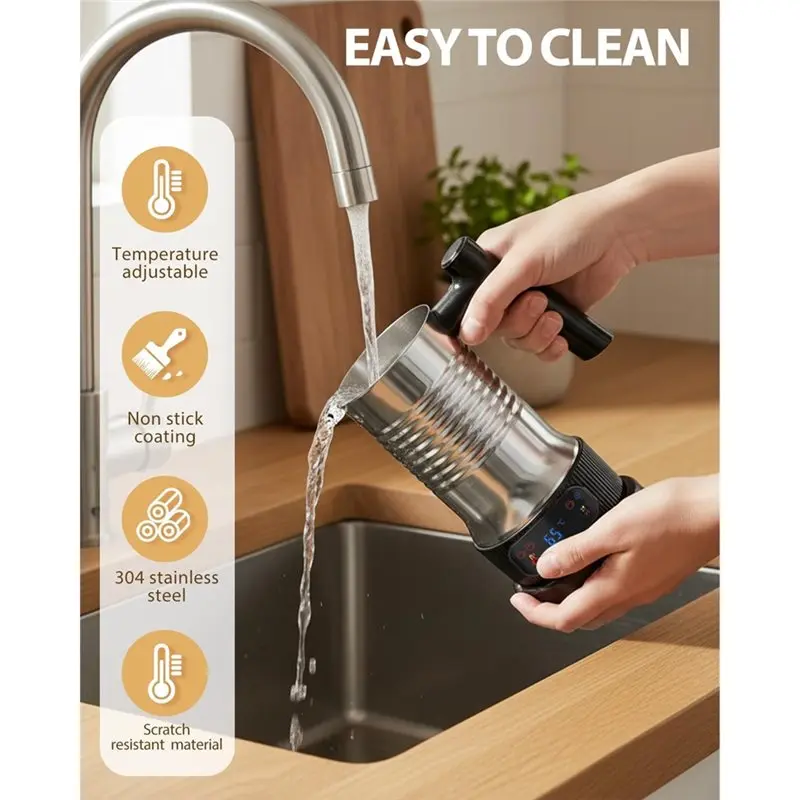 A84G-Electric Milk Frother 4 In 1, Automatic Hot Chocolate Maker,500W Milk Steamer With Handle, Hot& Cold Foam Creator Us Plug
