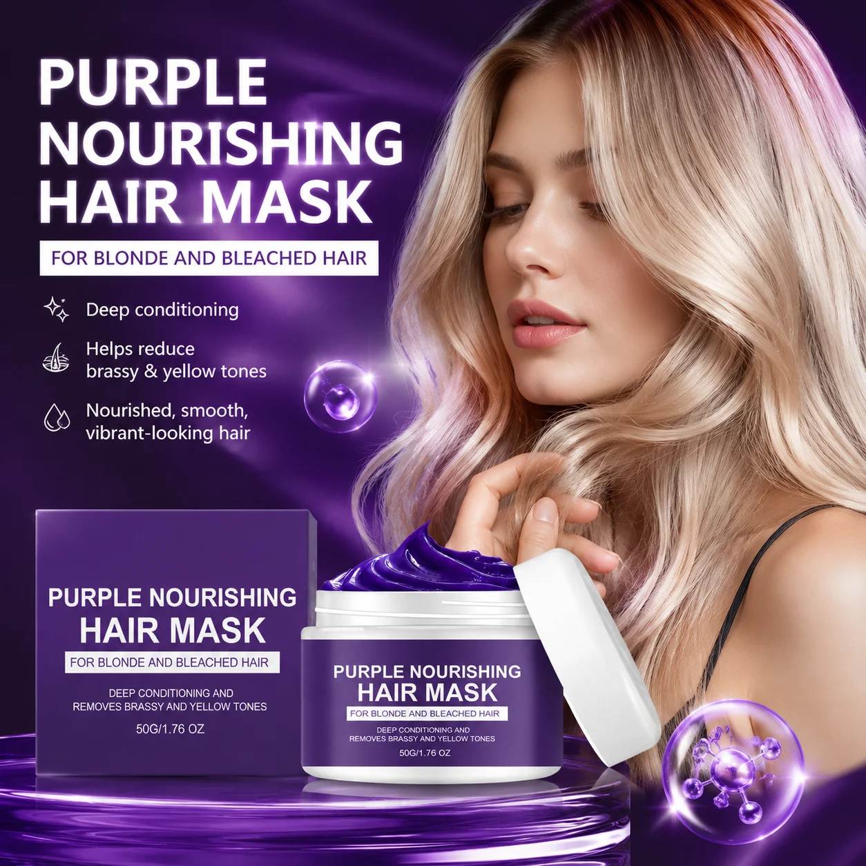 Yellow Remover Purple Hair Mask Reduce Yellow Color Locking And Retention Natural Plant Ingredients Color Protection Nourishment