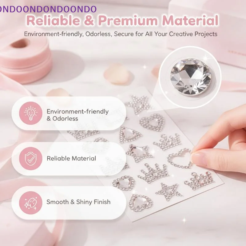 1 PCS Self Adhesive Rhinestone Stickers Heart And Star Pattern Letter Message Stickers Sparkle Finish