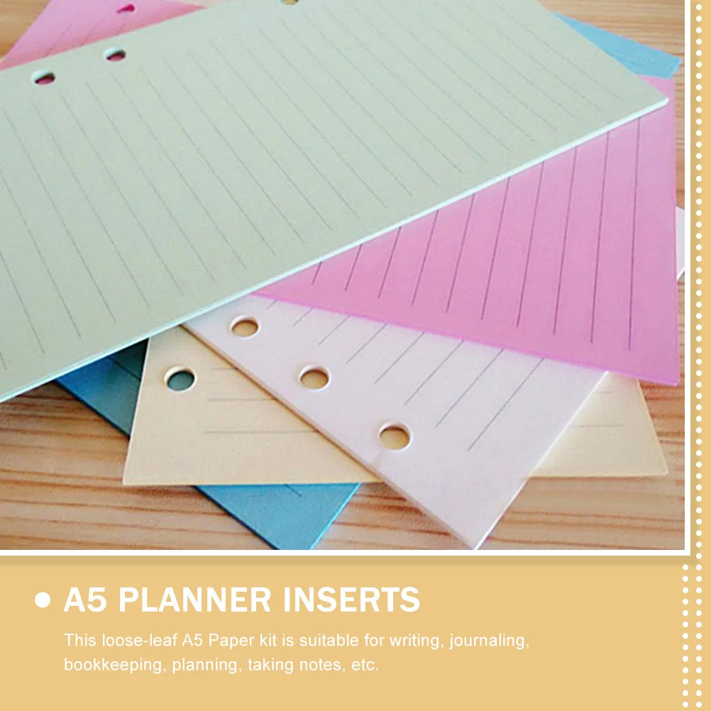 100 pezzi A5 ricariche per notebook a fogli mobili carta di ricambio staccabile per raccoglitori per blocchi note pianificatori scrittura liscia