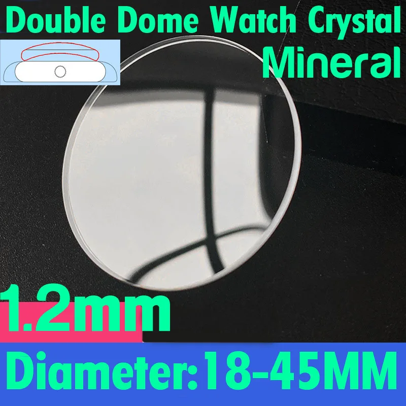 1.2mm Thickness Double Dome Watch Crystal 18mm - 45mm Round 