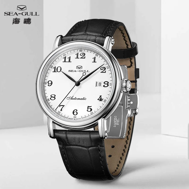 

Мужские автоматические механические часы Seagull, 40 мм, классические наручные часы с сапфировым стеклом и календарем, топ-бренд 1054