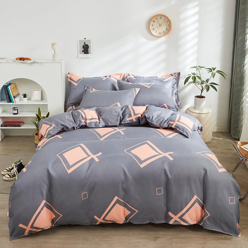 

Geometric Abstract Duvet Cover Set, Squares Striped Rhombus Comforter Covers Modern Decorative 3 Piece Reversible Bedding Set