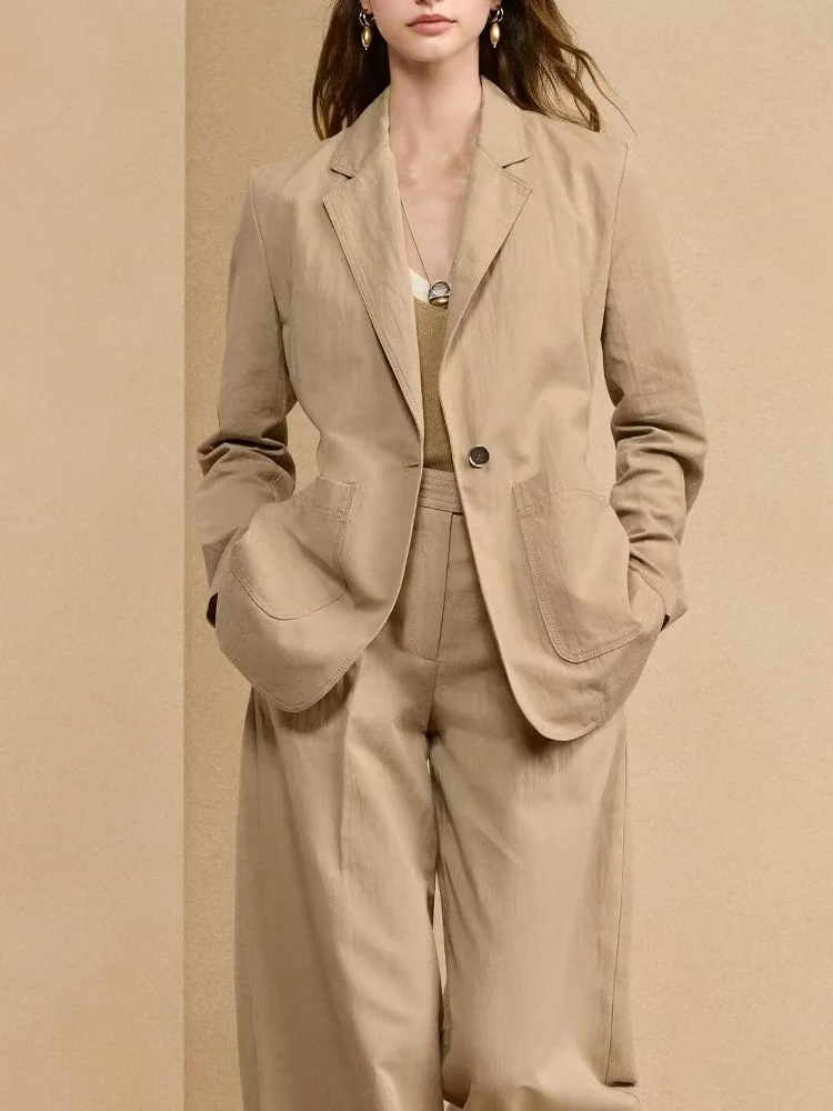 

European and American style new women's fashion casual single button suit jacket mid-waist casual trousers suit