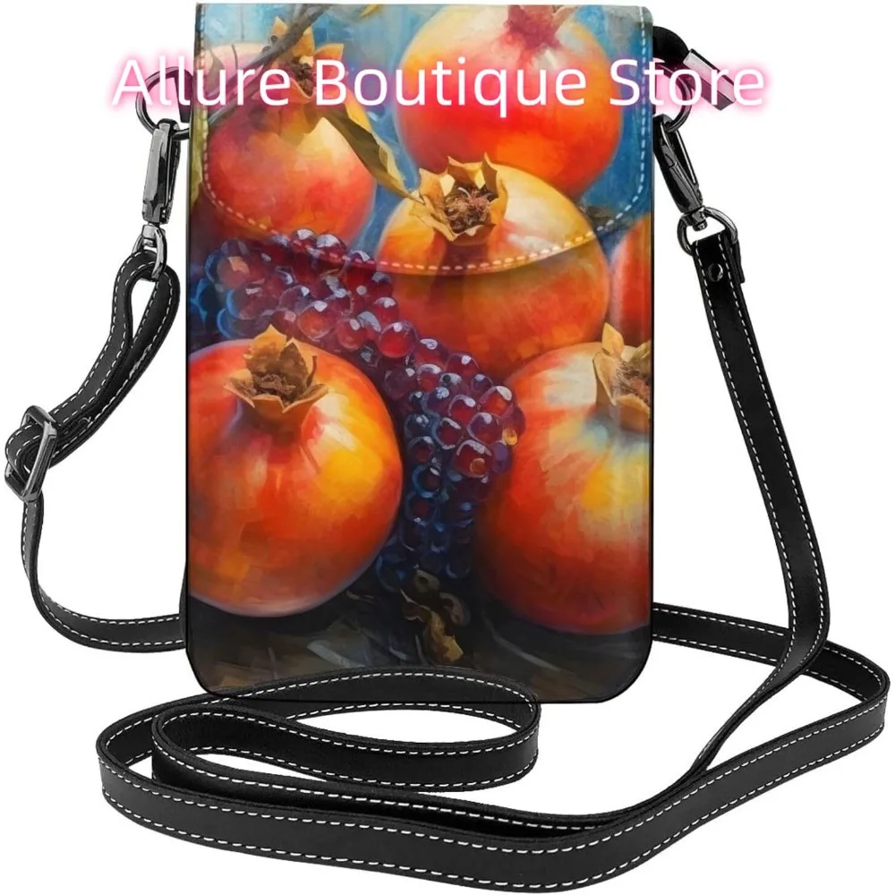 

Cute Pomegranate Crossbody Bag for Women PU Leather Small Travel Cell Phone Pouch Lightweight Mini Phone Purse Wallet Cross Body