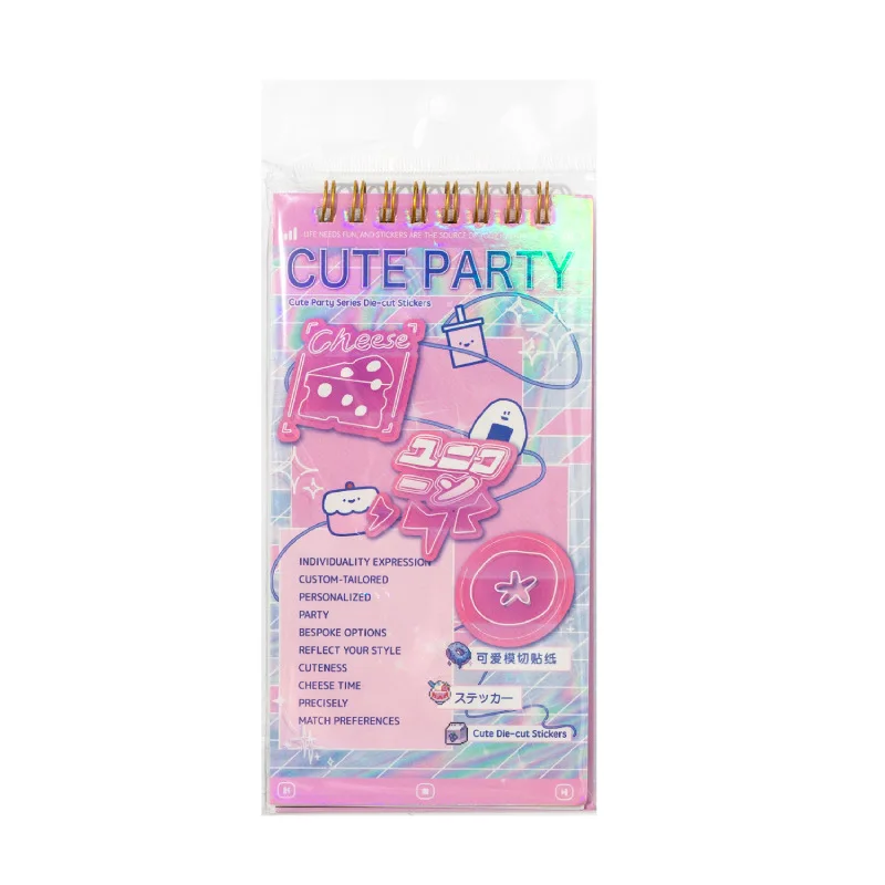 24 Sheets/Pack Cute Party Series Stickers Korean Style Cartoon Mini Stickers DIY Scrapbooking Base Decoration Material Stickers