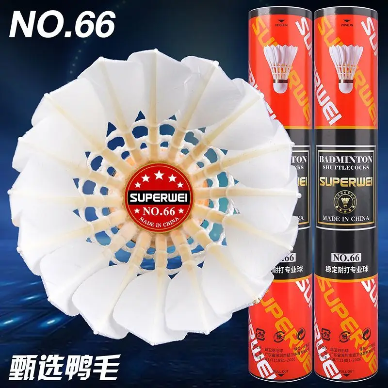 

12pcs Durable and High Elasticity Outdoor Windproof Professional Training and Competition Specific Club Shuttlecock for Students