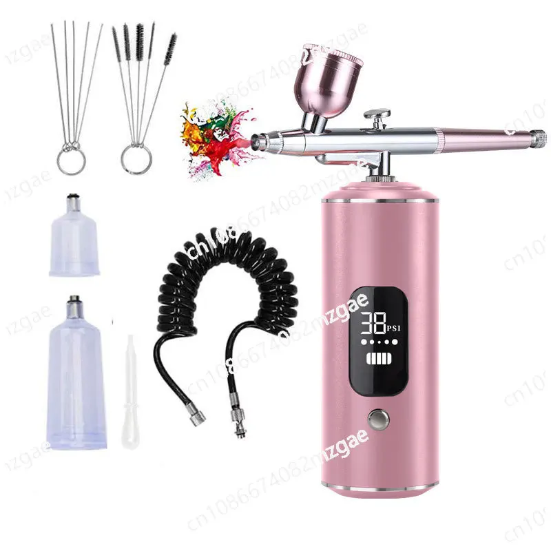 Air Compressor Kit Electric Spray Gun Spray Pen Coloring Beauty Nail Art Painting Spray Oxygen Injection Meter