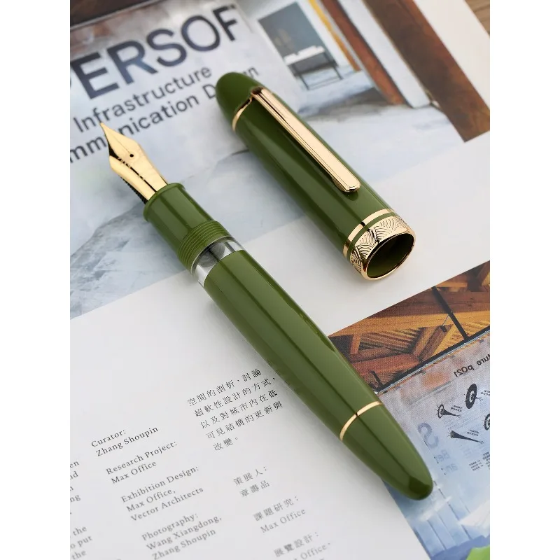 MAJOHN P140 Color Resin Demonstration Pen 8 # 40 Pen Tip Hard Rubber Tongue Copper Piston Ink Absorbing Writing Practice Pen