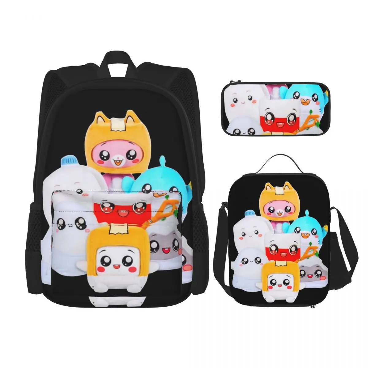 Rocky Lankybox Lanky Box Backpacks Boys Girls Bookbag Children School Bags Kids Rucksack Lunch Bag Pen Bag Three-Piece Set