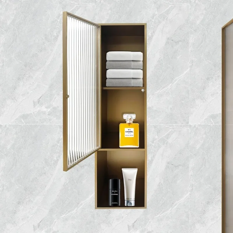 Embedded bathroom with glass door Bathroom rack Brushed metal cover