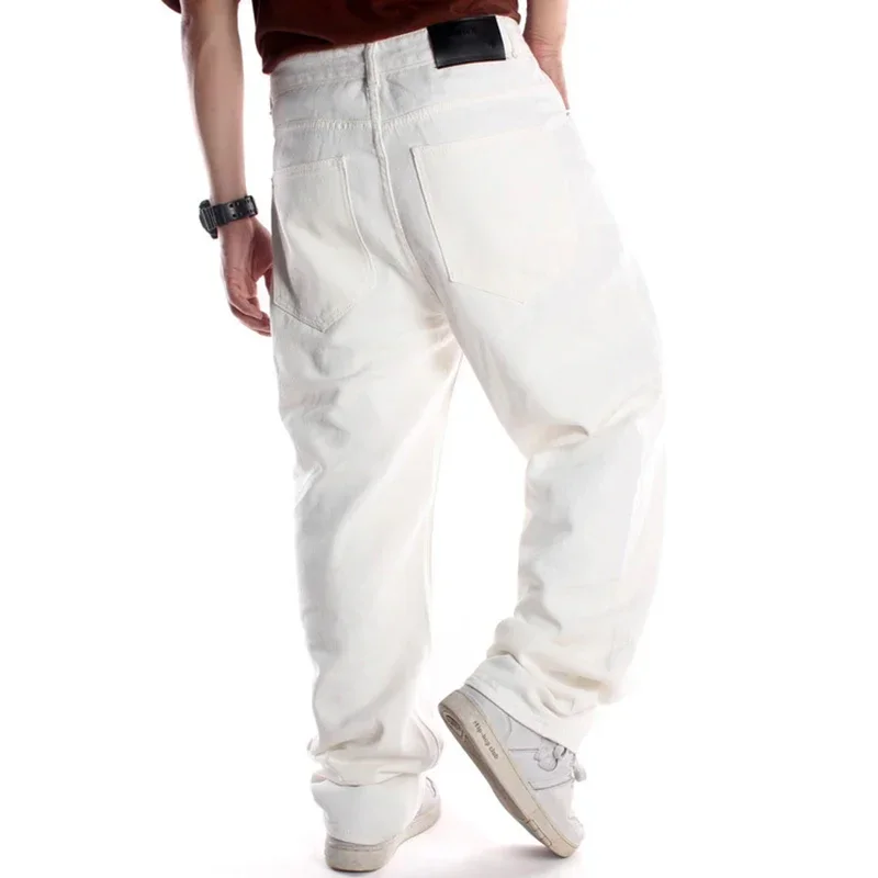 Jean Baggy Blanc à Jambes Larges pour Homme, Pantalon en Denim, Style Hip-Hop, Skateboard, FJJ, Taille Plus 30-46 Pouces, Nouvelle Mode 2022