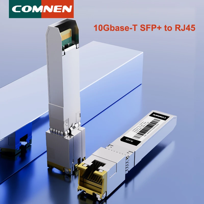 جهاز إرسال واستقبال COMNEN 10GBase-T إلى RJ45 SFP، جهاز إرسال واستقبال وحدة الألياف الضوئية Ethernet Copper RJ45 إلى SFP+، CAT6A/CAT7، حتى 30 مترًا