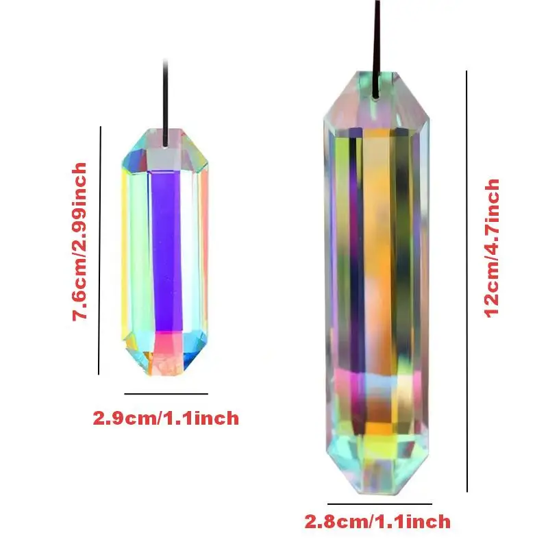 4.72 Inch Crystal Mix Colors Prisms Hanging Drops Pendant Suncatcher Rainbow Maker Long Strip Grid Chandelier Parts DIY Home Decor