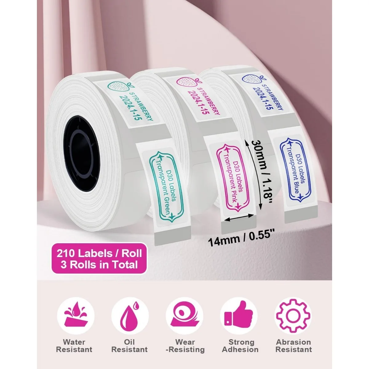 D30 Multi-Size Thermal Labels Waterproof Adhesive Stickers for Kitchen Storage Office Organization, Cable Management For D30 Q30