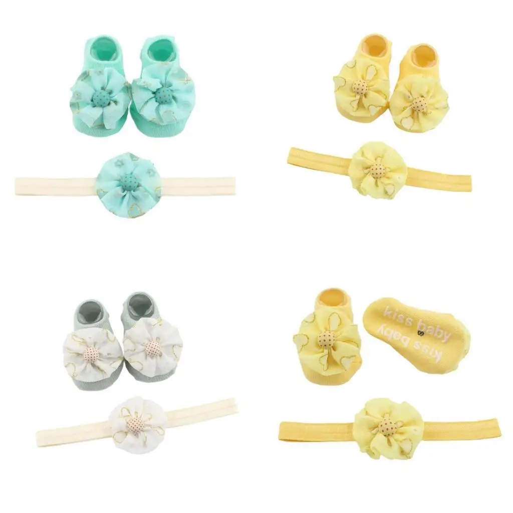 

U13F Декоративные цветочные волосы с носками для носков для 0-6 месяцев детского цветочного рисунка младенца для волос головного