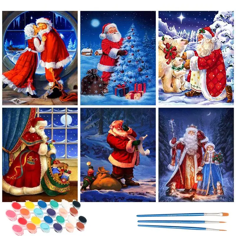 

CHENISTORY Paint By Number Christmas Hand Painted Drawing On Canvas Gift DIY Pictures By Numbers Santa Claus Kits Home Decor