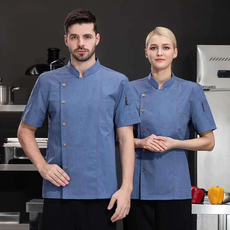 Giacca da cuoco per uomo abbigliamento da lavoro da uomo uniformi da Hotel uniforme da cuoco tuta da donna per il cameriere abbigliamento da cuoco uomo