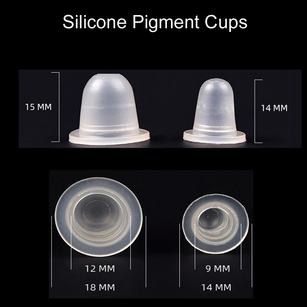 100Pcs silicone Tattoo Ink Cup Cap Pigment Clear Holder Container S/L Size For Needle Tip Grip Power Supply