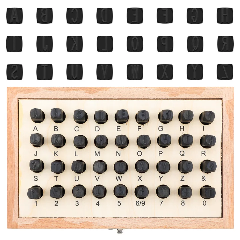 36 Pcs Letter and Number Metal Stamp Set Alphabet A-Z and Number 0-9 and Symbol Iron Uppercase Stamps Punch
