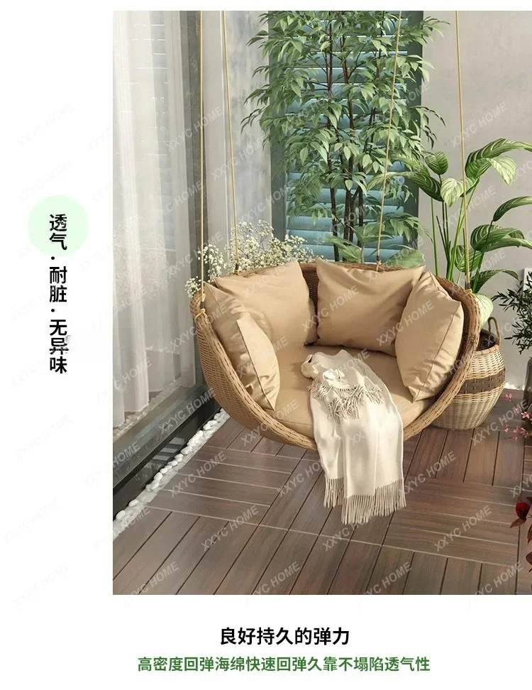 Outdoor swing hanging basket indoor balcony casual rattan seat terrace rattan chair single  rocking chair