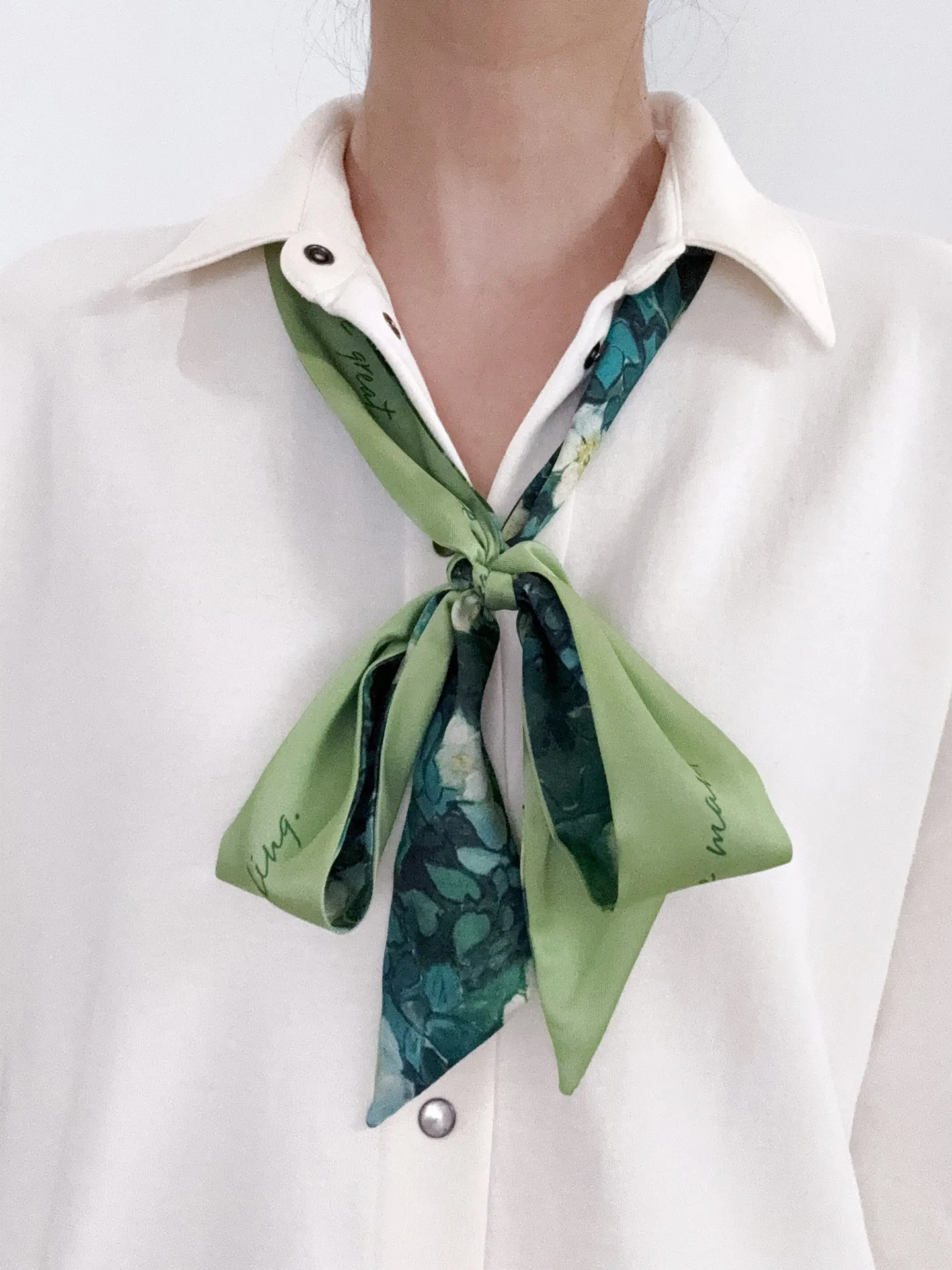 Van Gogh Oil Painting Green Thin Strip Silk Scarf Summer Thin Streamer Belt Headband Bag Tie