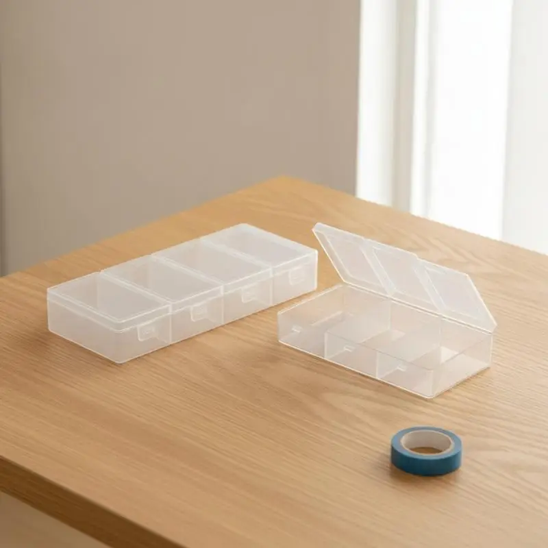 Clear Plastic Storage Organizer Box 3/5 Grids Storage Holder for Manicurist Craft Sewing Nail Art Small Tools Storage