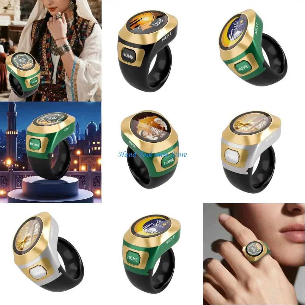 

H37F 18-20mm Adjustable Digital Counter Electronic Zikr Rings With Large Color Screen App Control And Lightweight ABS Design