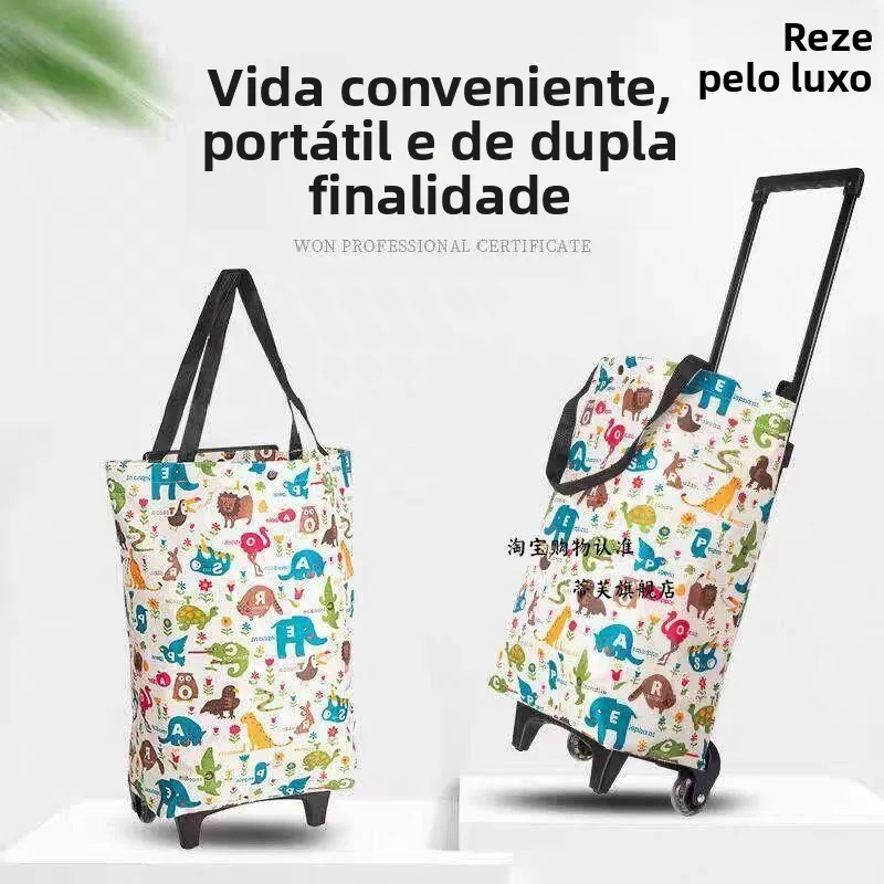 ultra-lightweight-hand-pulled-shopping-cart-portable-foldable-stainless-steel-grocery-buying-car-home-storage-bag-pull-cart