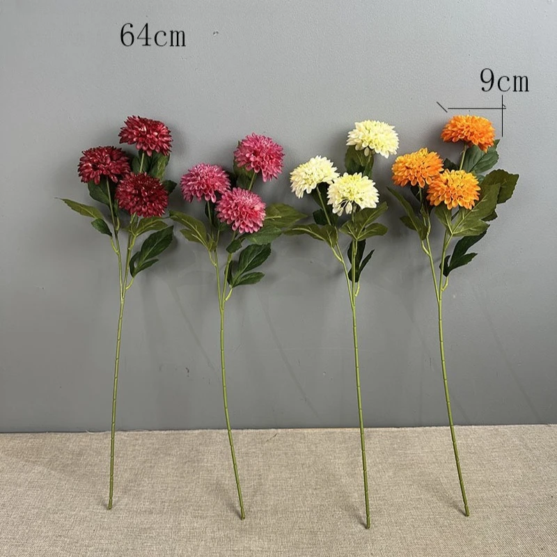 5 Stück Künstliche Dahlien-Zweige, Plastik-Kunstblumen, Hochzeit Rosa Dahlie, Grüne Pflanze, Simulationsblume, Auditorium-Dekoration – Detail 1