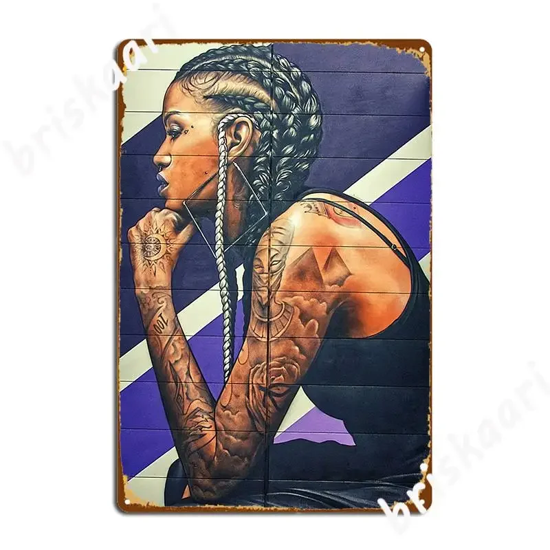 Tatoo Black Girl Whith Dredlocks Poster Metal Plaque Cinema Living Room Customize Cinema Garage Decoration Tin Sign Poster