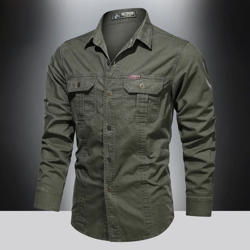 

Spring Autumn Men's Long Sve Cotton irt Loose Casual Workwear Outerwear Jaet Loose Fit Printed Denim Casual irt