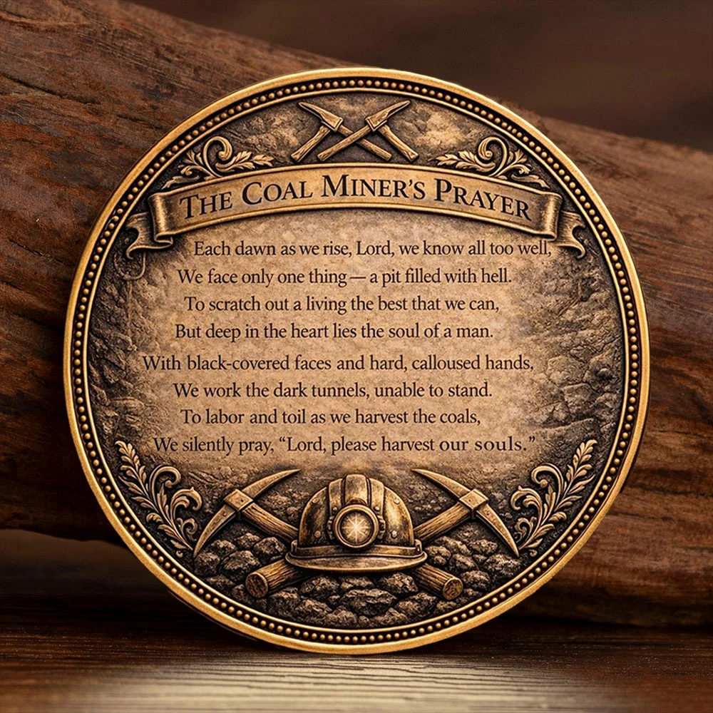 Coal Miner Gold Plated Collection Coin The Coal Miner's Prayer Commemorative Coin Home Decoration