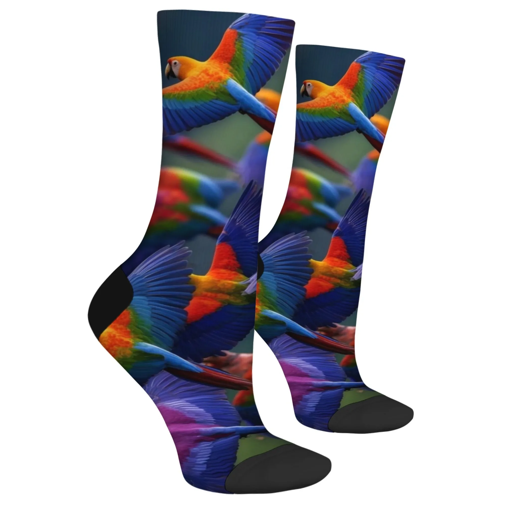Harajuku Retro Macaw Print Men's Socks - Novel Street Style, Funny, Fun, Comfortable, Breathable, Non-Slip Socks - Gift