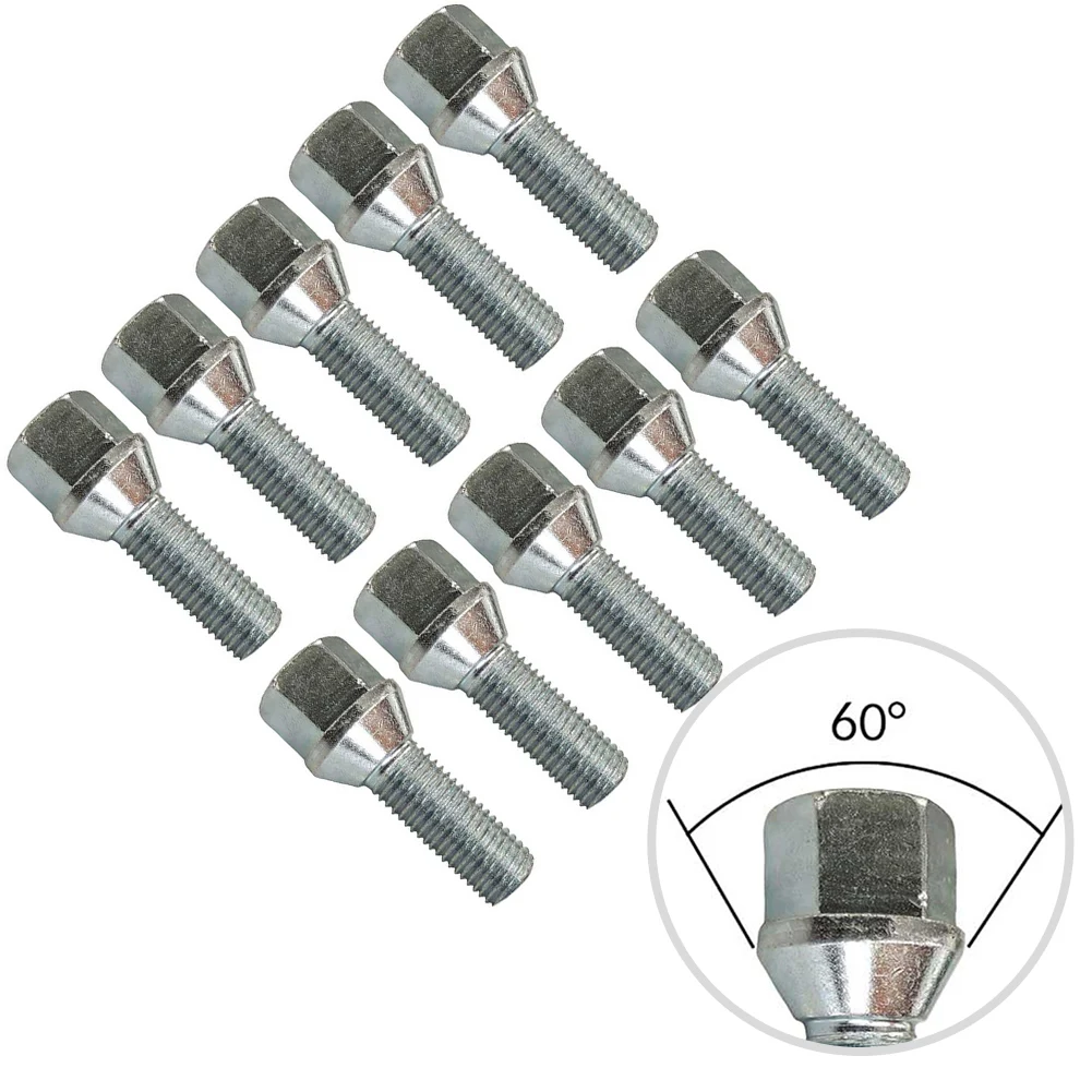 

10 Pack M12x1.25 Taper Collar Wheel Bolts with 60 Degree Seat for For C4 II C5 II C6 Dispatch III Small III DS5