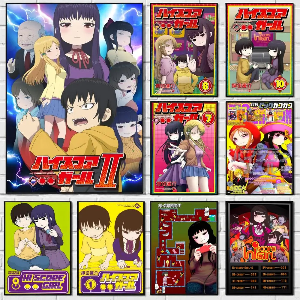 Anime Hi Score Girl Poster Self-adhesive Art Waterproof Paper Sticker Coffee House Bar Room Wall Decor