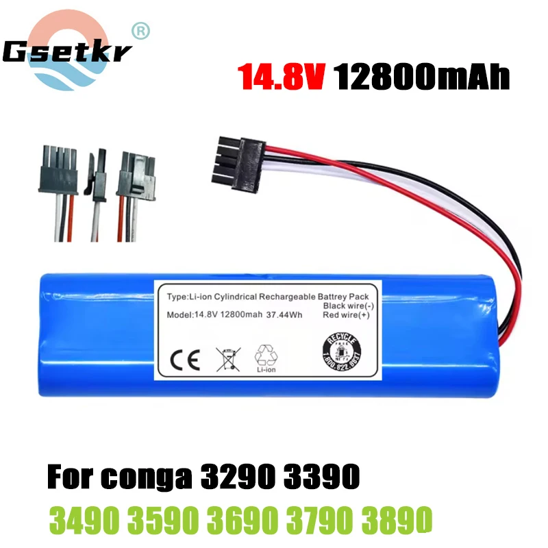 NEW 14.8V Rechargeable battery For Conga 3290 3390 3490 3590 3690 3790 3890 Sweeping Mopping Robot 12800mah Vacuum Cleaner