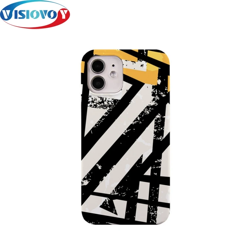 Caixa de telefone de forma geométrica personalizada para iphone, capa alternativa preto e branco, caixa traseira zebra listra para iphone 15, 14, 13 pro max