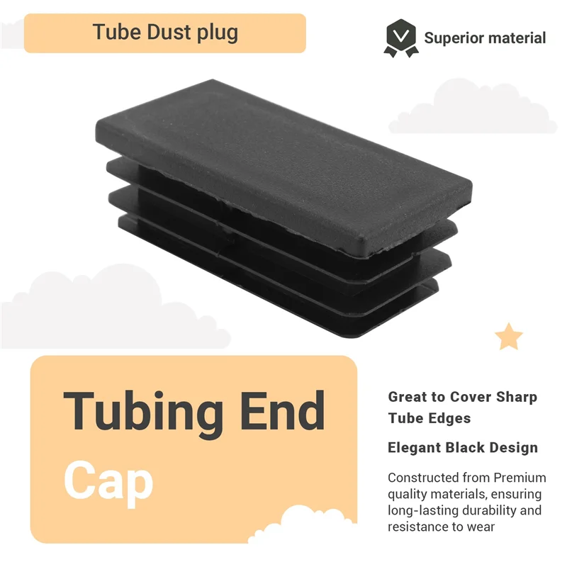 SEWS-Plastic Blanking End Cap Tubing Tube Inserts 25Mmx50mm 240 Pcs Black