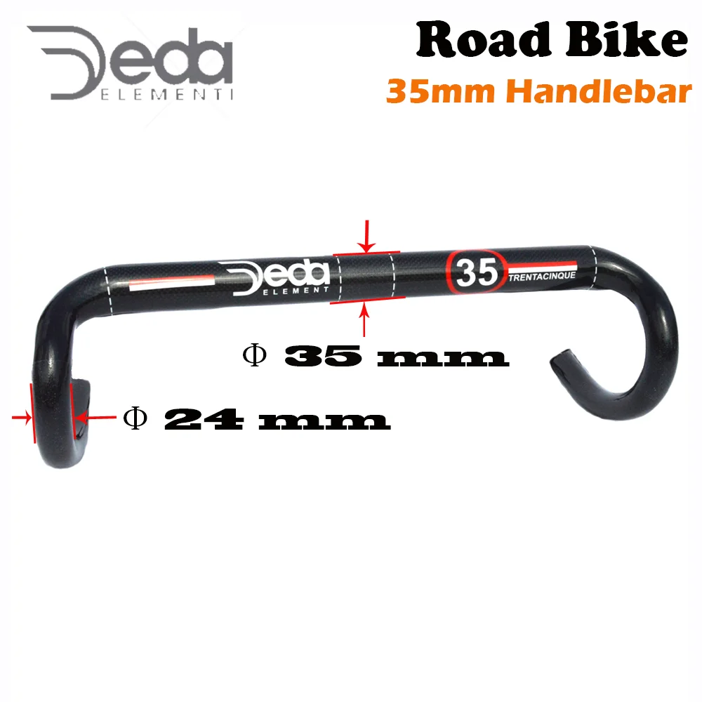 

Deda 35mm Handlebar 3K Gloss Full Carbon Fiber Road Bike Handlebar Drop Bar 400-440mm Thick Diameter Handlebar Bicycle Parts