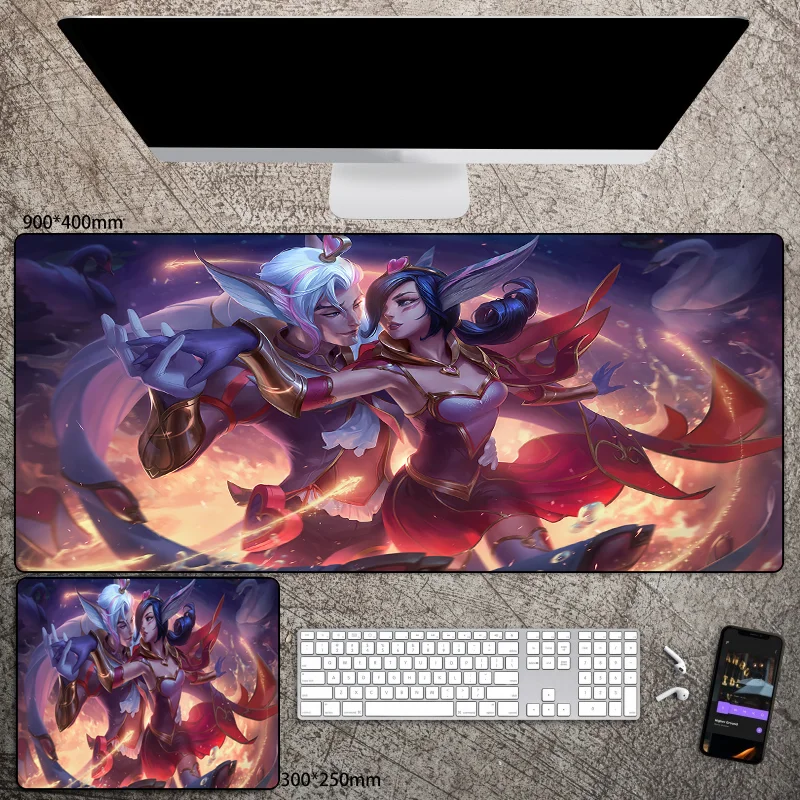 Xayah & Rakan League of Legends Mange Mouse Pad XXL Gamer Computer Desk Mat Gaming Accessories Kawaii Anime Mousepad Pc Cushion