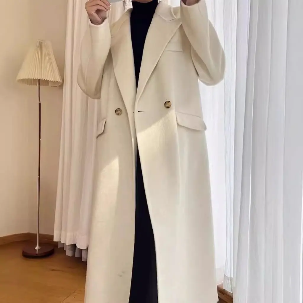

Double-Sided Wool Cashmere Jacket Long Dress Collar Pad Shoulder Thickened Profile New Shoulder Women's Outerwear