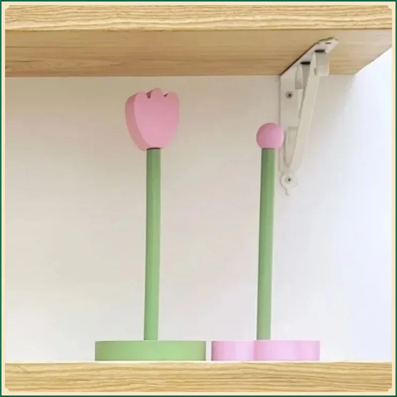 Tulip Wood Paper Towel Holder Kitchen Roll Paper Towel Holder Bathroom Tissue Vertical Stand Paper Towel Storage Holder