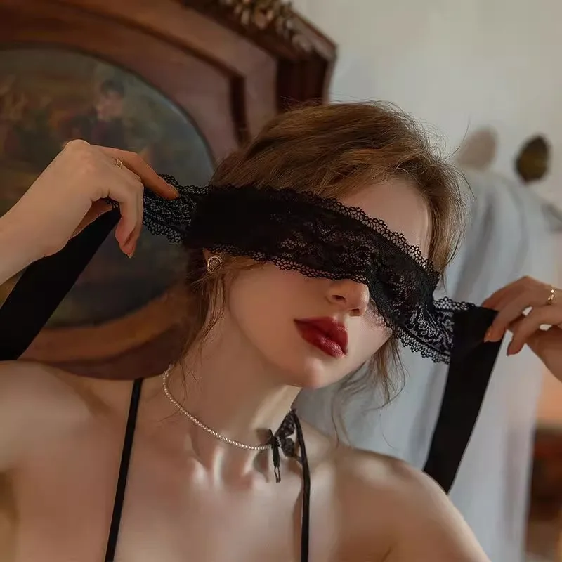ロリータレースアイマスク女性用セクシーな白黒中空パッチ目隠し調節可能なコスプレパーティー小道具マスクゲームマスク