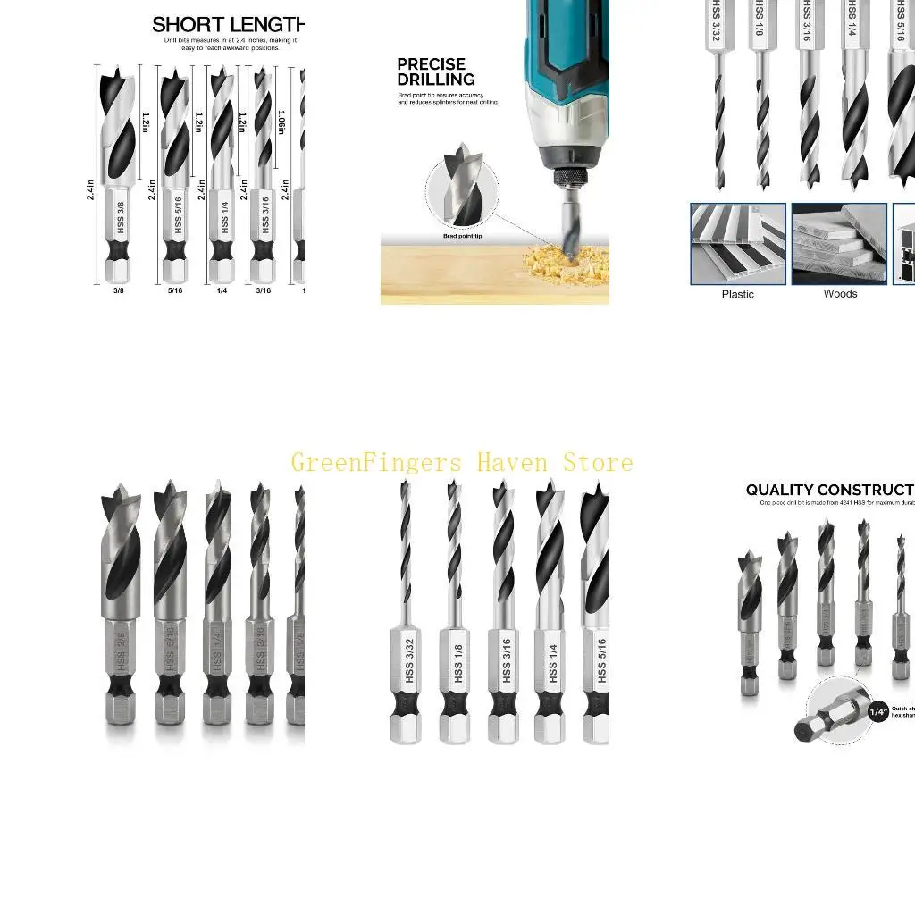 

F68D 6 шт. Короткое сверло Brad Point для дерева, пластика, алюминия для украшения дома, обслуживание, устойчивость к коррозии