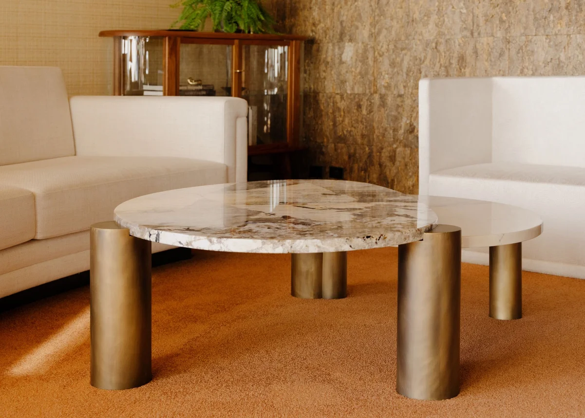 Modern Design Minimalist Polished Marble Stone Coffee Table Set for Interior Decor