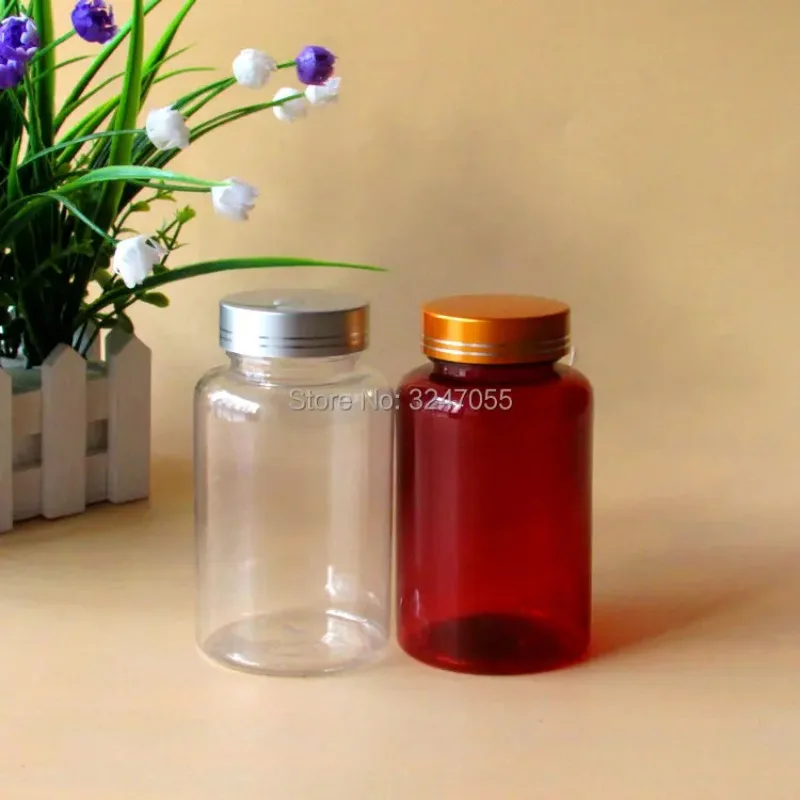 100pcs/lot 150ml PET Plastic Clear/Brown Medicine Liquid Refillable Bottle, Round Medicine Capsule/Pill/Tablets Bottle