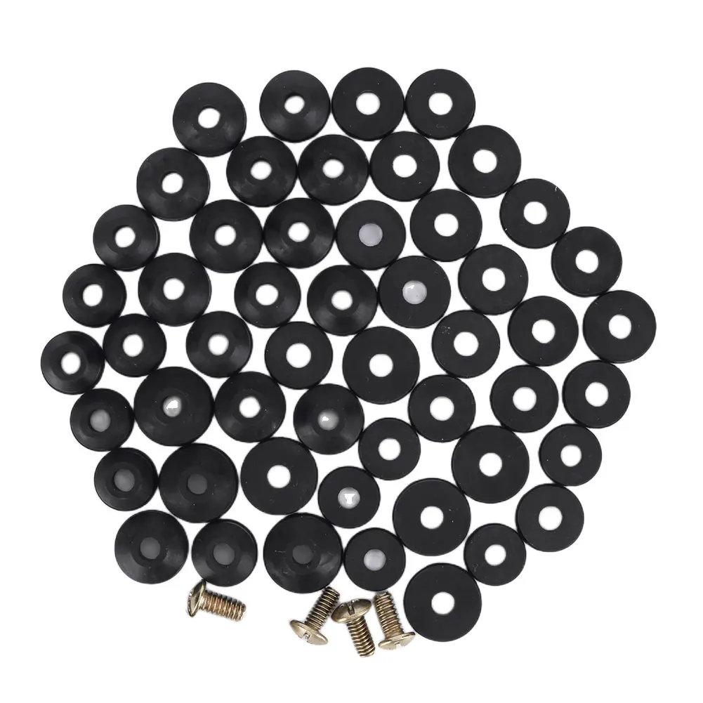 48PCS Assorted Tap Washers O-ring Rubber Faucet Washer Assortment Sealing with Screws Flat Beveled for Bath Sink Basin Shower