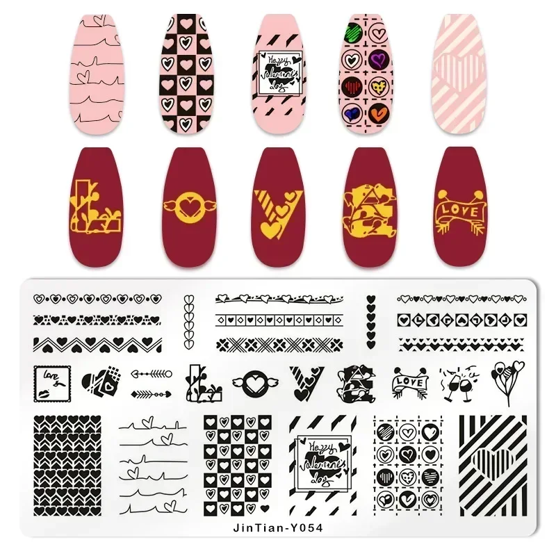 Valentine's Day Love Heart Serial Nail Art Templates Stamping Plate Design Stamp Templates Nail Design Tools Festival Templates