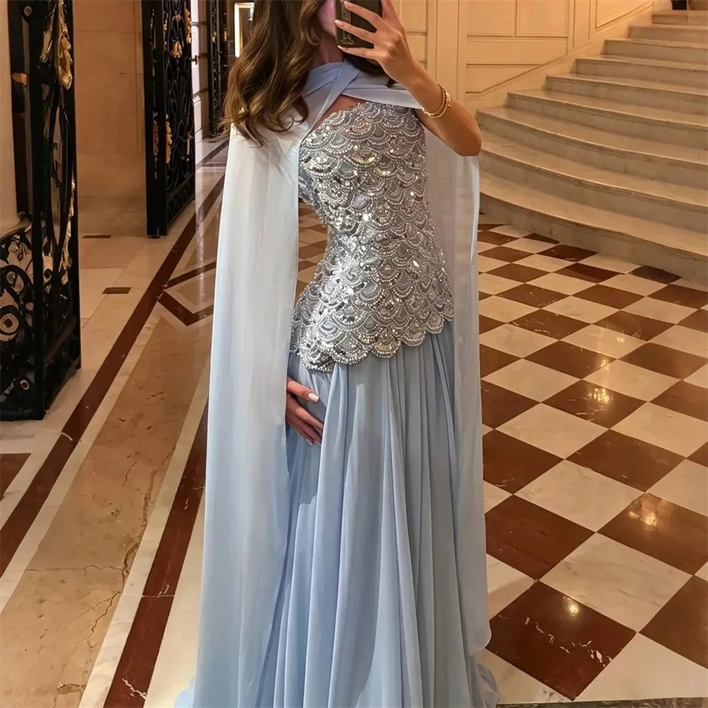 Contessa Custom Strapless Prom Dresses Glitter Crystal Beaded Vestidos De Noche Elegant Multilayer Pleats Formal Evening 2026